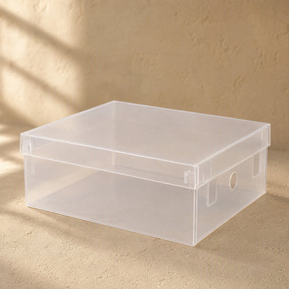 Solepeek™ Transparent Plastic Shoe Box, material and detail close-up
