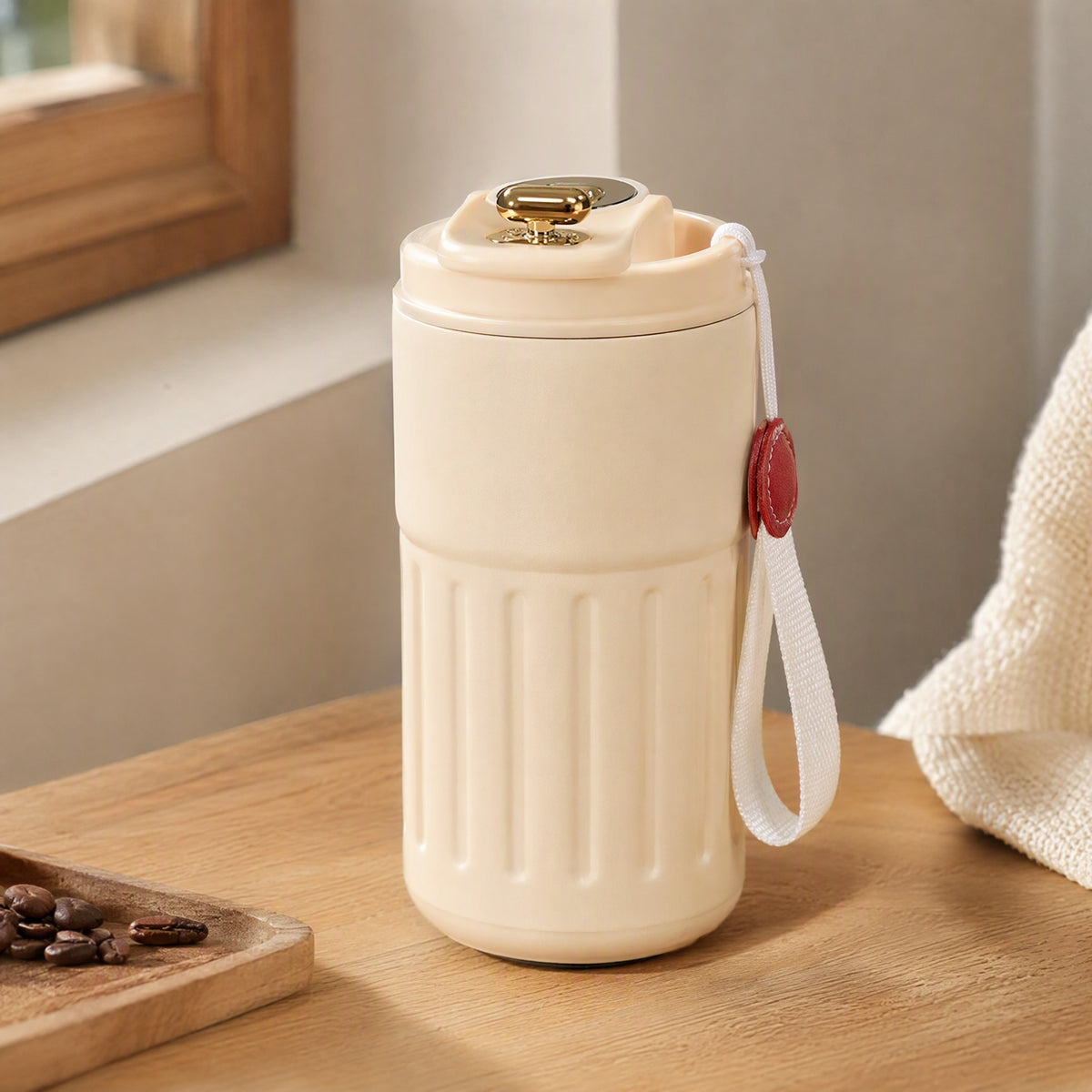 Steelsteep™ 316 Stainless Steel Thermos Cup, styled close view