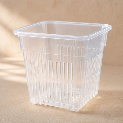Rootgleam™ Transparent Resin Orchid Flower Pot, material and detail close-up