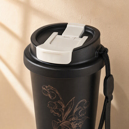Brewgleam™ 316 Stainless Steel Coffee Cup With Straw, material and detail close-up