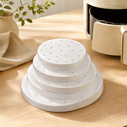 Crispring™ Round Air Fryer Parchment Paper in a calm home setting