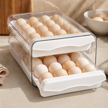 Eggkeeper™ Transparent Double-Layer Egg Storage Box, styled close view