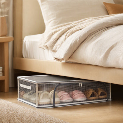 Shoesleep™ Under-Bed PVC Shoe Storage Box, styled close view