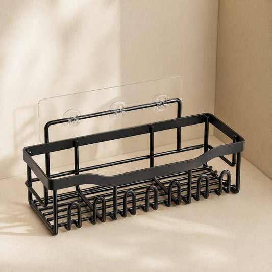 Darkledge™ Black Carbon Steel Bathroom Storage Rack