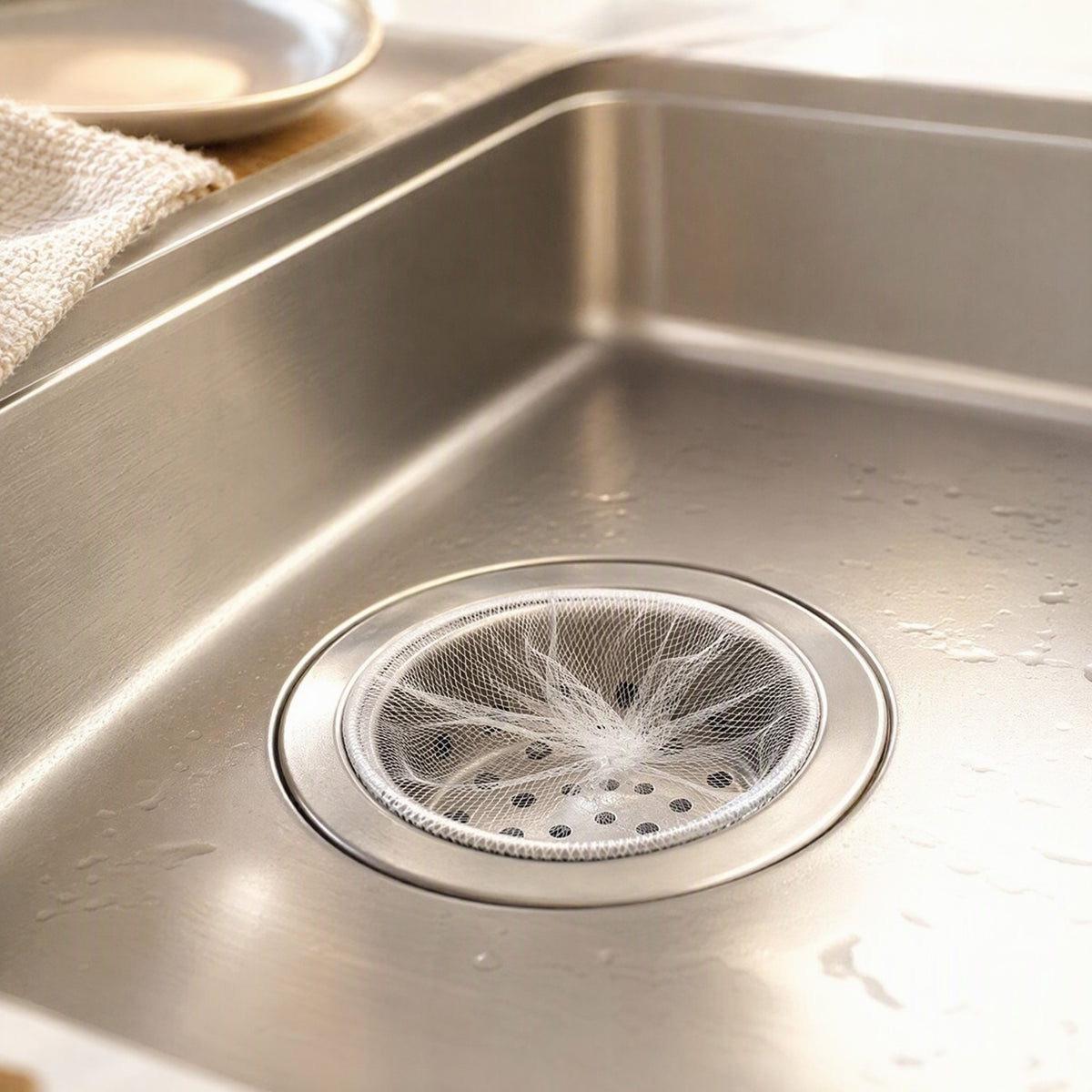 Siftweave™ Polyester Kitchen Sink Mesh Filter, styled close view