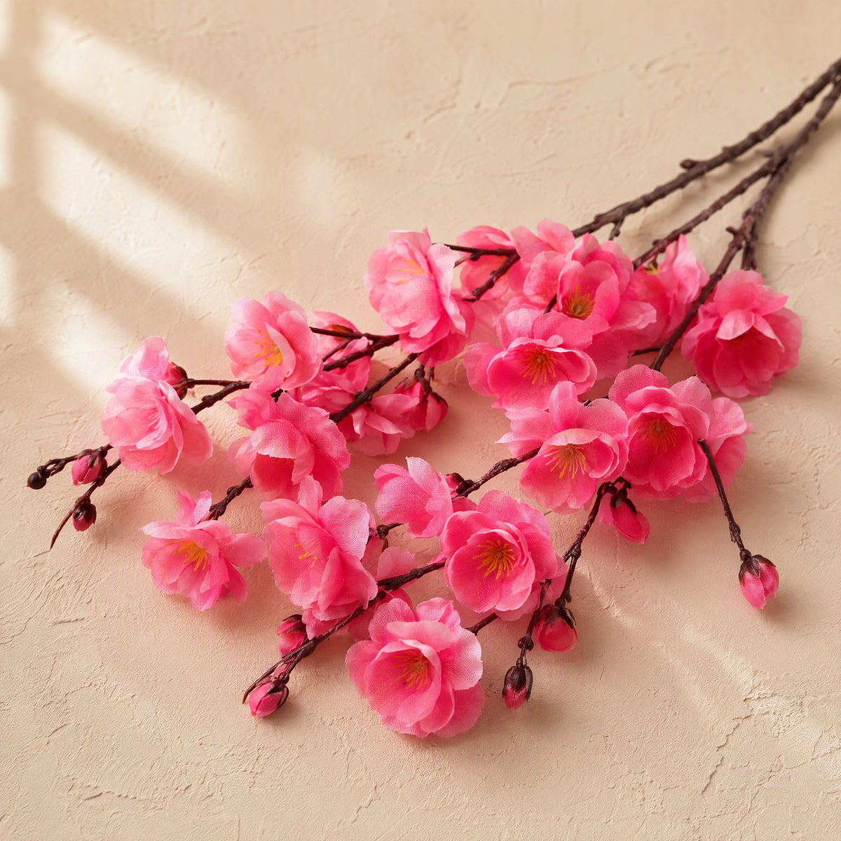 Peachpetal™ Artificial Peach Blossom Branch, material and detail close-up