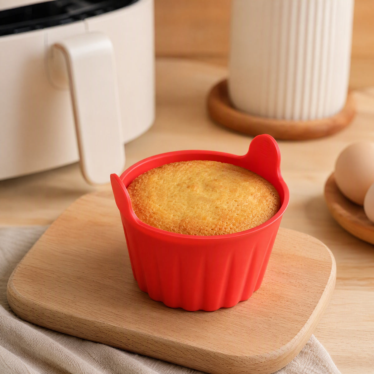 Airform™ Round Silicone Cake Mold for Air Fryer, styled close view