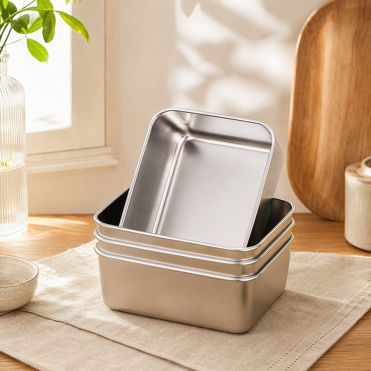 Freshkeep™ Stainless Steel Food Storage Box in a calm home setting