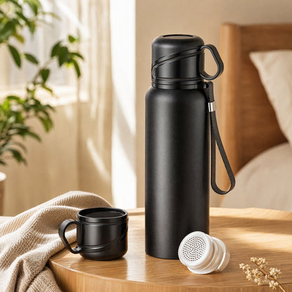Teasteep™ Double-Lid Tea-Separation Water Bottle in a calm home setting