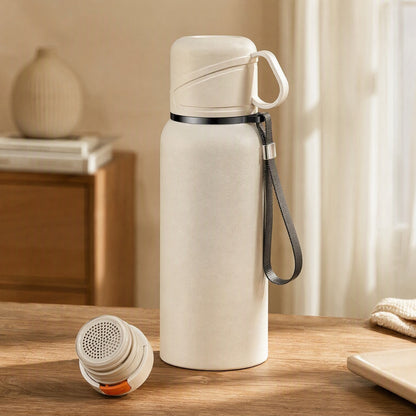 Teasteep™ Double-Lid Tea-Separation Water Bottle, styled close view