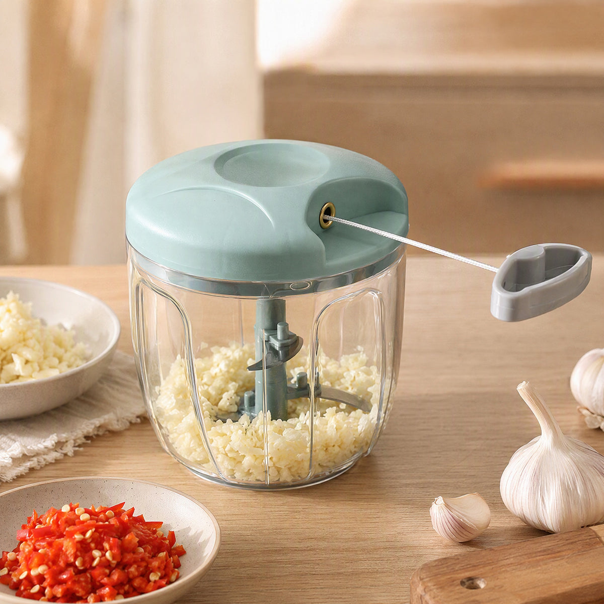 Clovepull™ Manual PP Garlic Chopper, styled close view