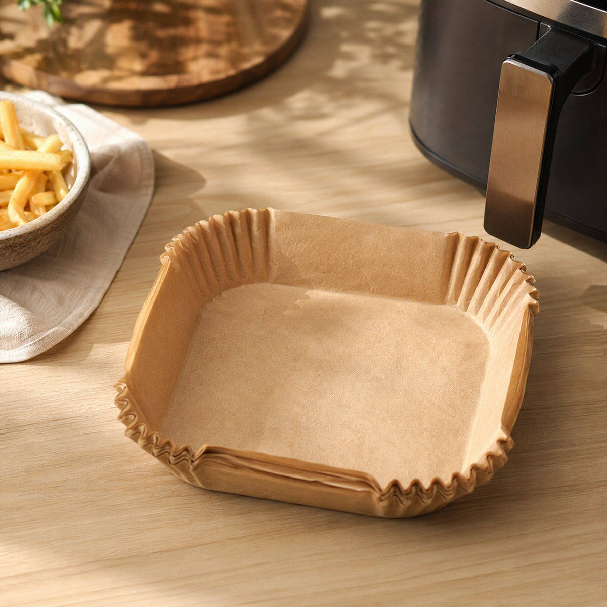 Panpocket™ Square Air Fryer Baking Paper, styled close view