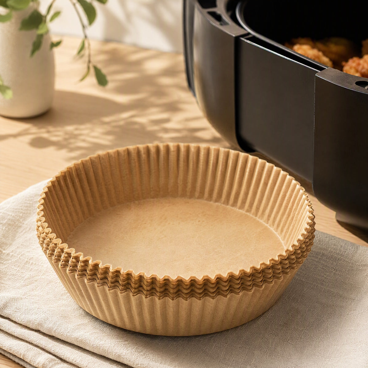 Traytuck™ Air Fryer Paper Tray Liners, styled close view