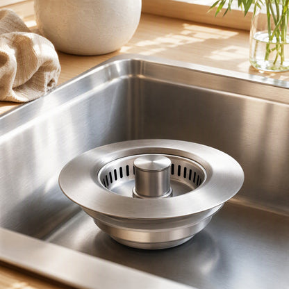 Sinkcatch™ Stainless Steel Sink Filter Basket in a calm home setting