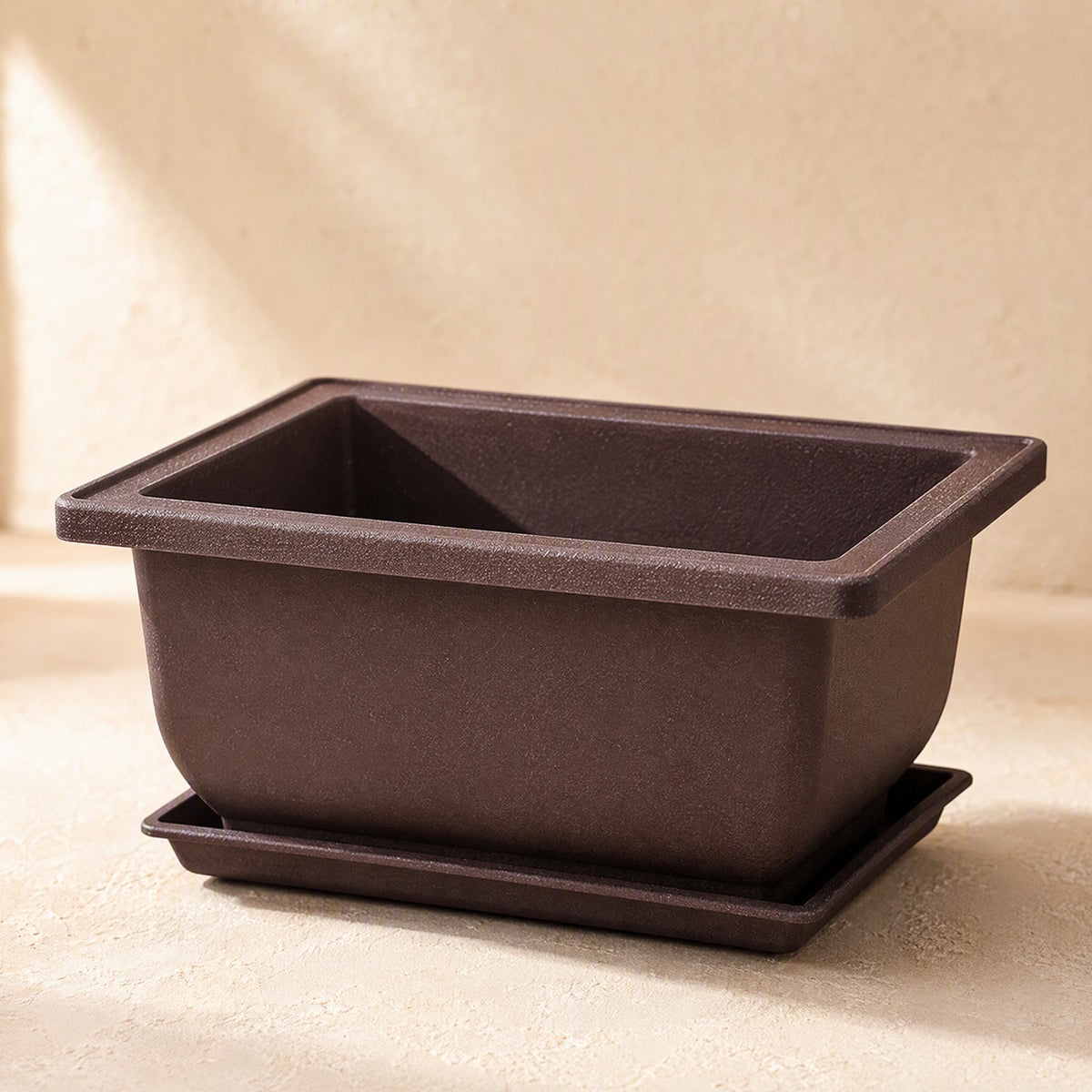 Sandglow™ Imitation Purple Sand Plastic Flower Pot, material and detail close-up