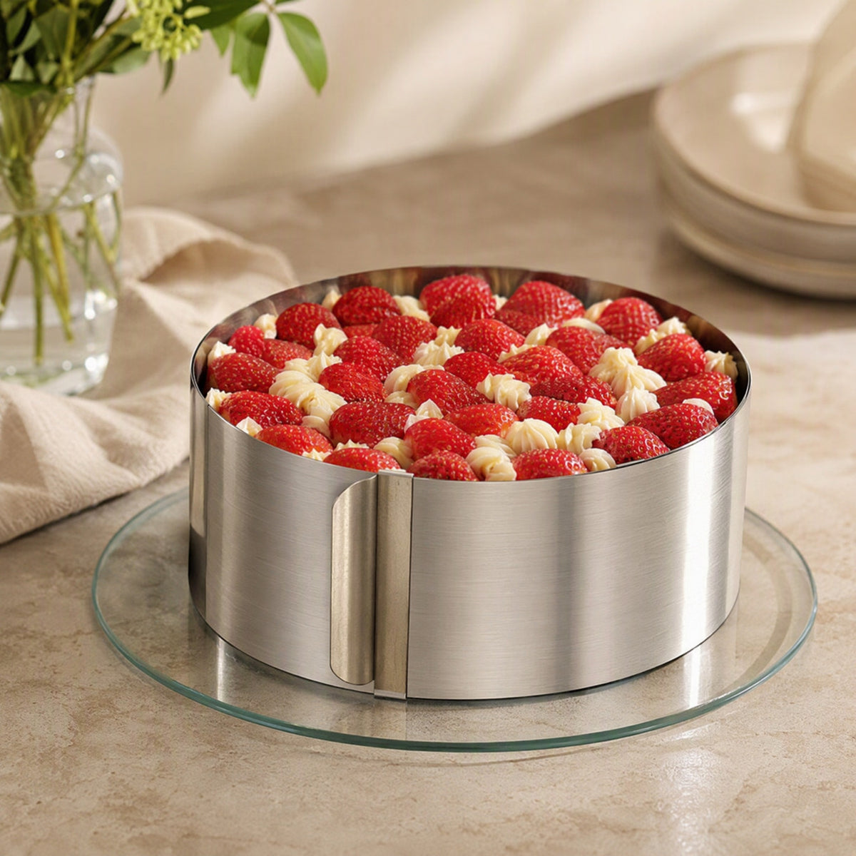 Ringform™ Stainless Steel Adjustable Cake Mold, styled close view
