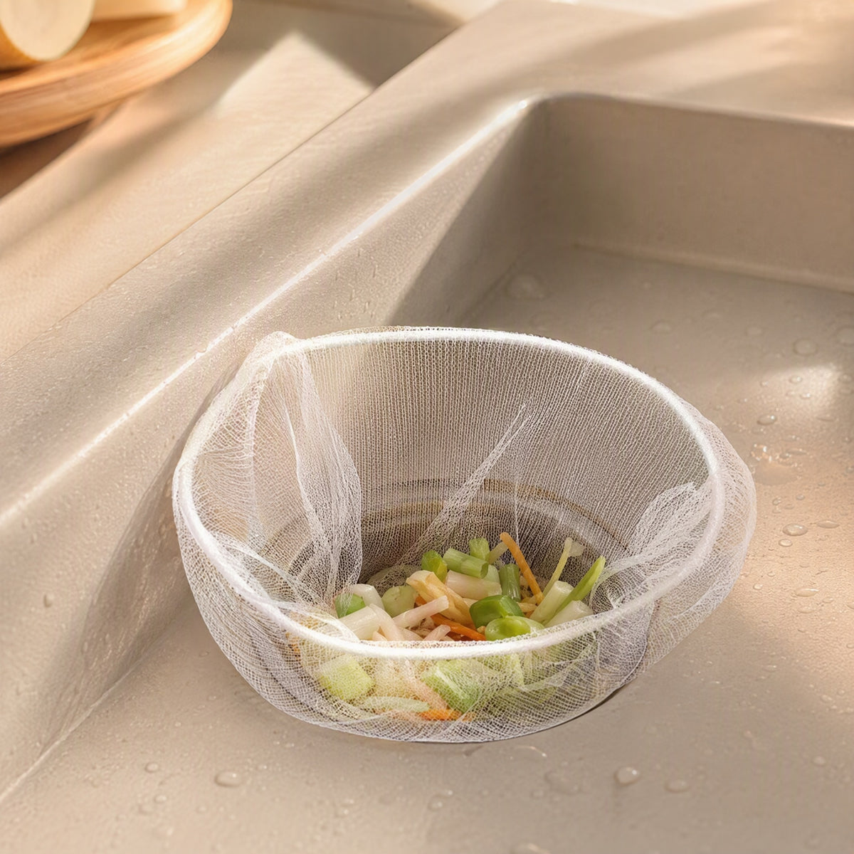 Siftmesh™ Polyester Kitchen Sink Filter Screen, styled close view