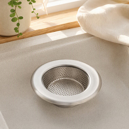 Crumbsift™ Stainless Steel Sink Drain Strainer in a calm home setting