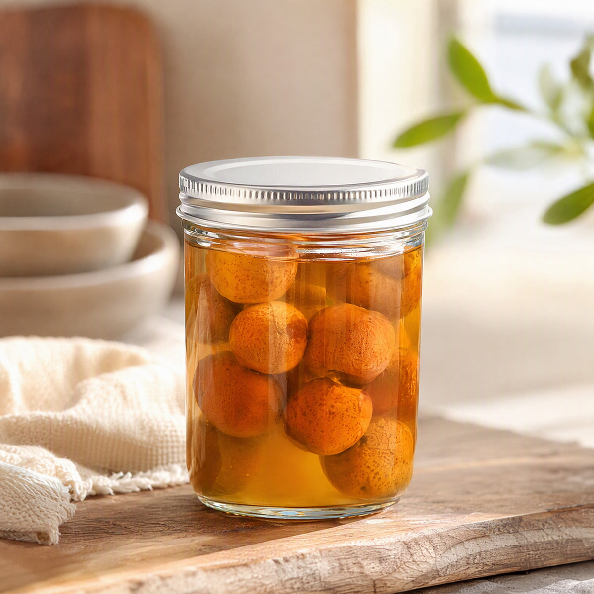 Roundseal™ Round Glass Storage Jar, styled close view