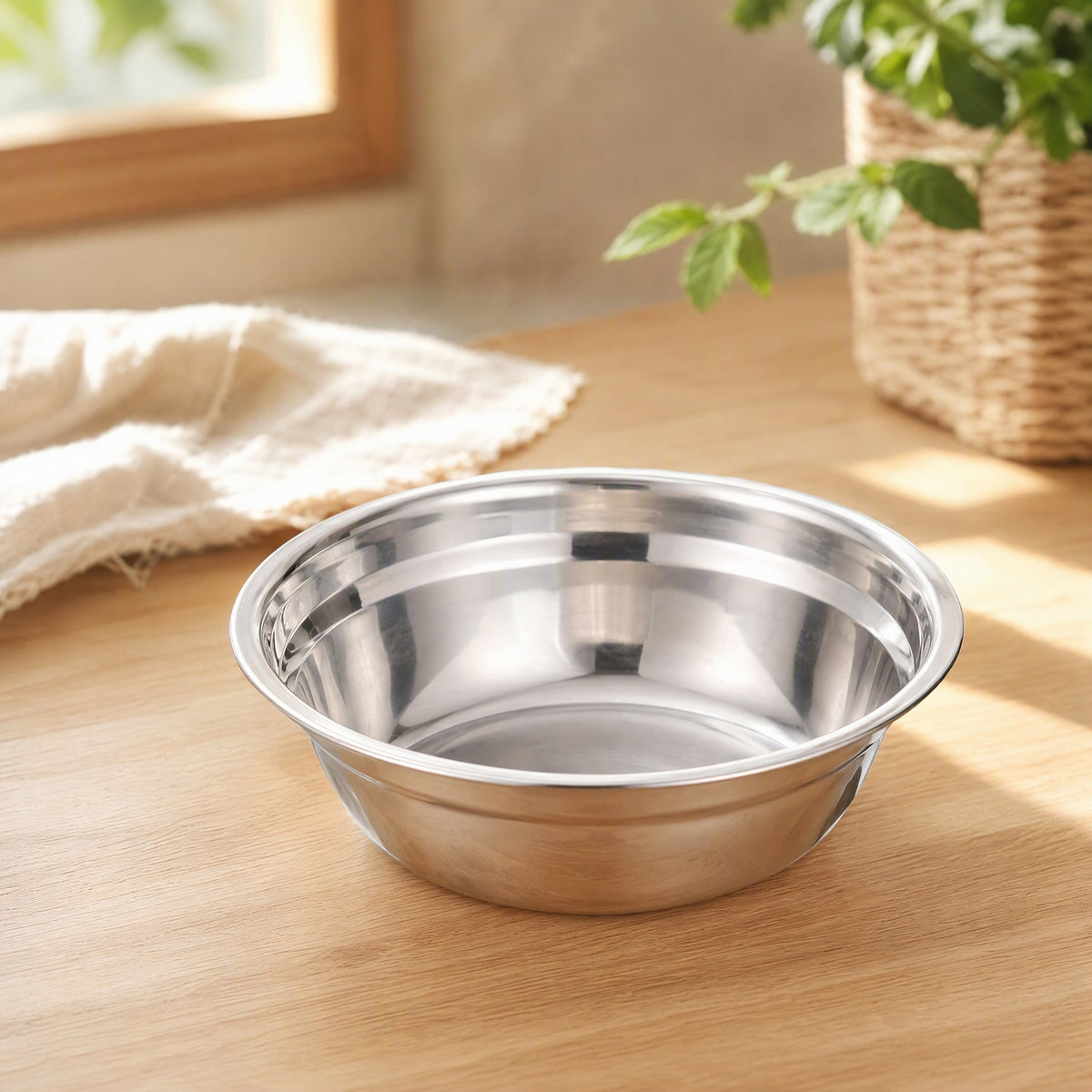 Brothgleam™ Stainless Steel Soup Bowl in a calm home setting