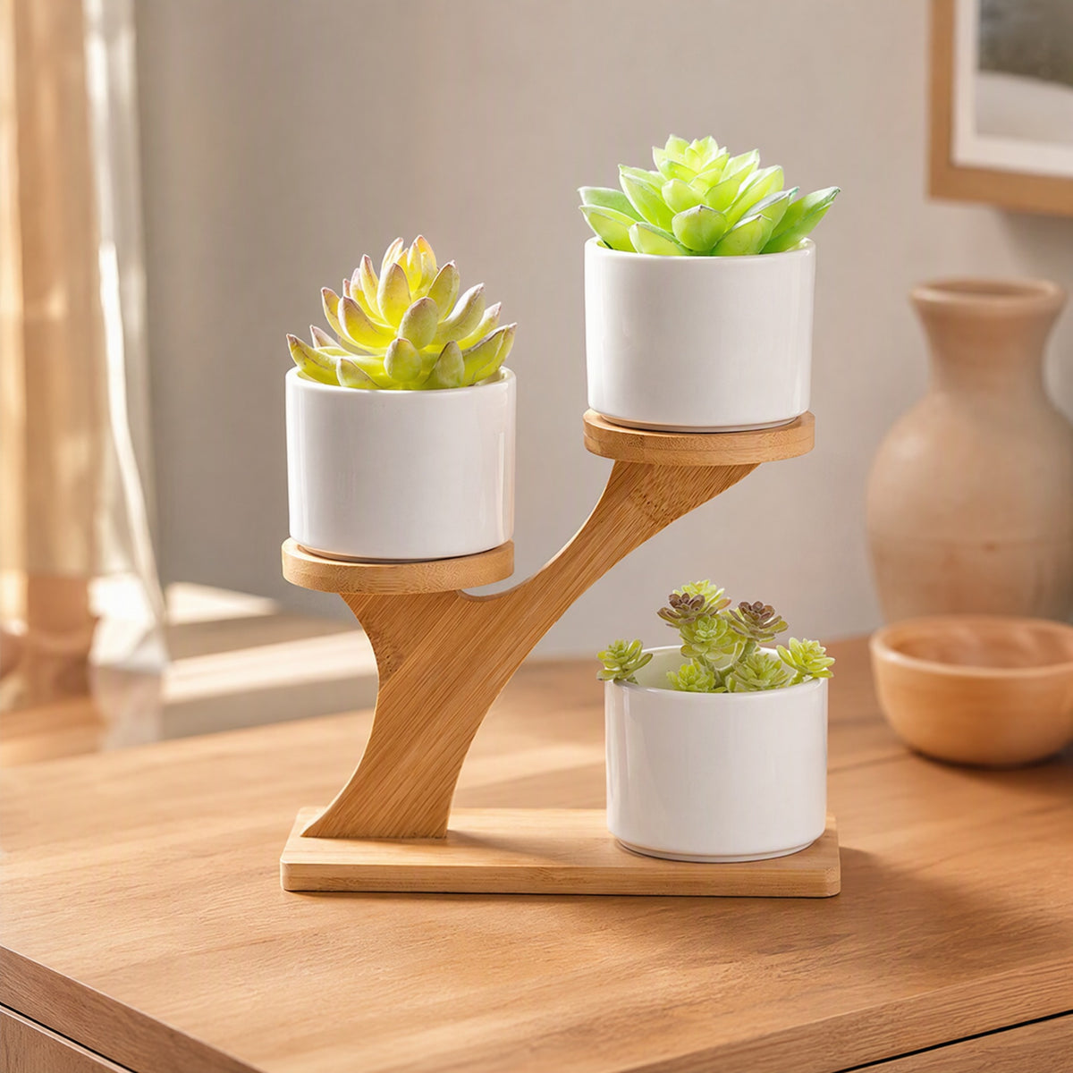Bloombowl™ Ceramic Flower Pot, styled close view