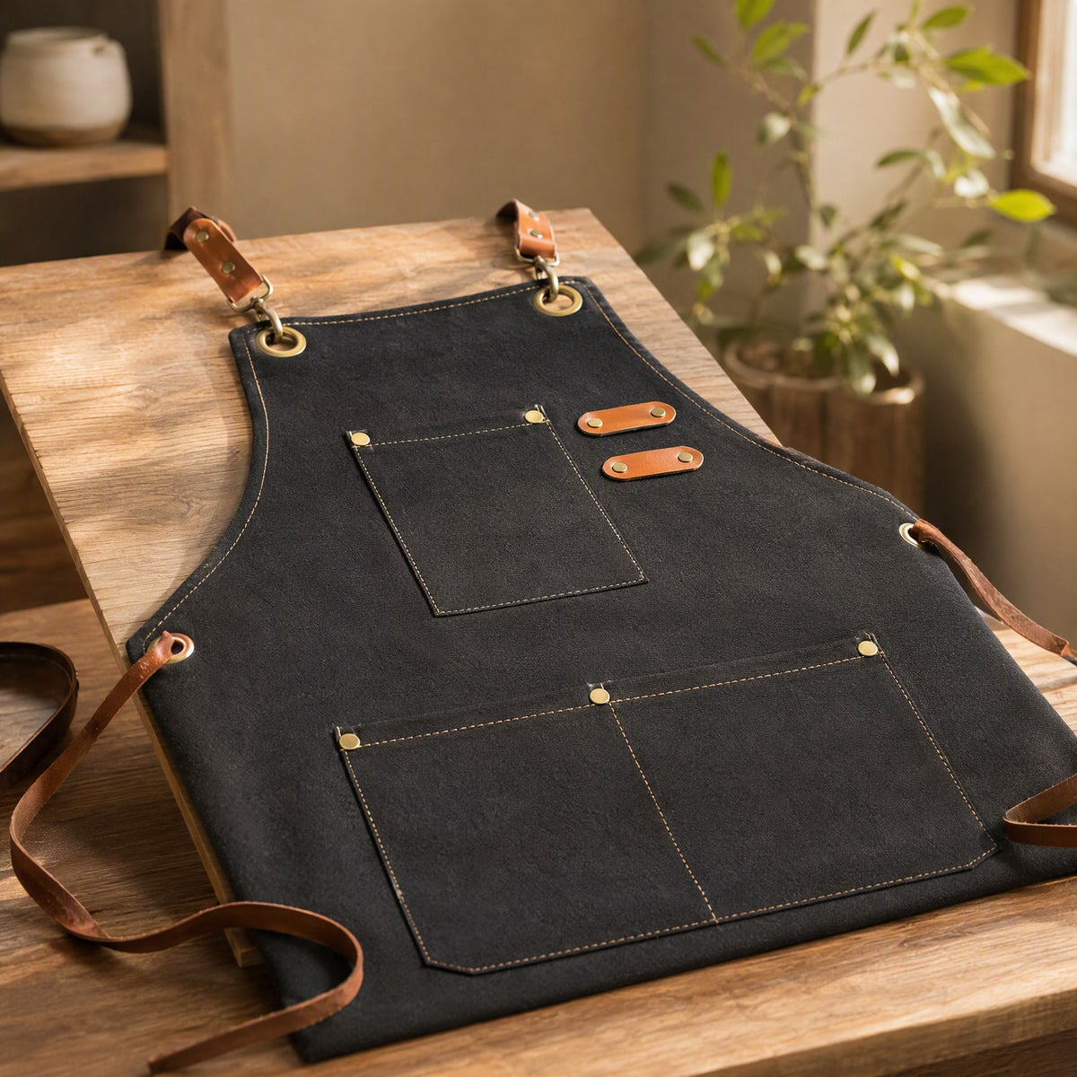 Stitchcraft™ Canvas Work Apron, styled close view