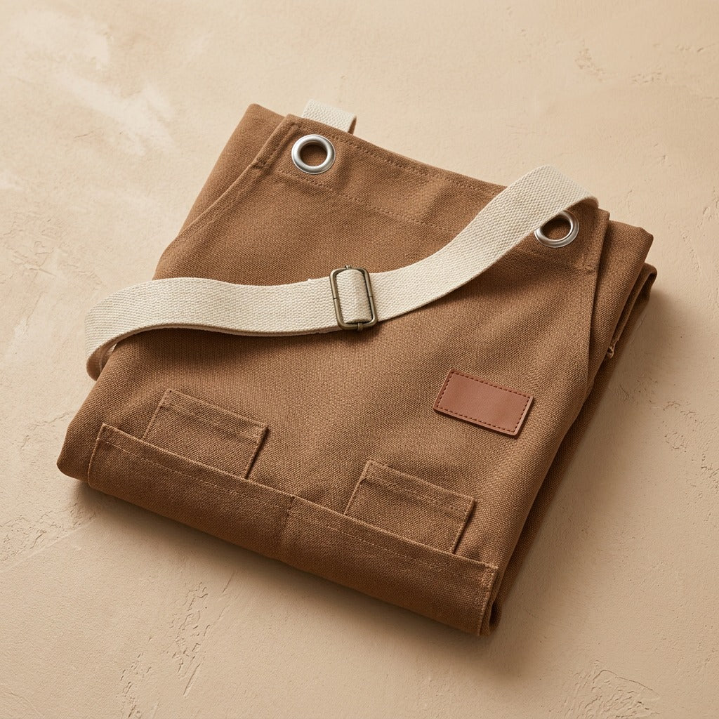Canvasstir™ Canvas Kitchen Apron, material and detail close-up