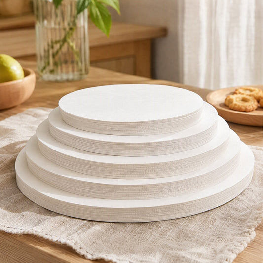 Pulpround™ Round Raw Wood Pulp Baking Paper in a calm home setting