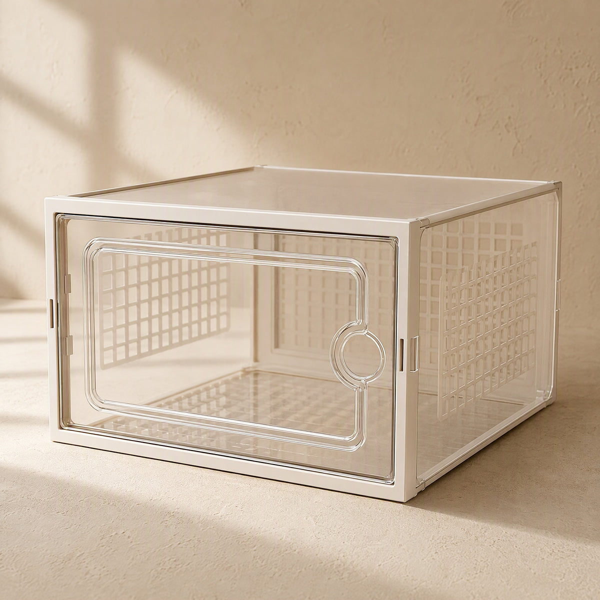 Shoepeek™ Transparent Plastic Shoe Storage Box, material and detail close-up