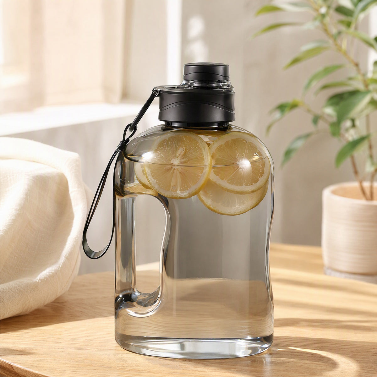 Strawgulp™ Large Capacity Straw Water Bottle in a calm home setting