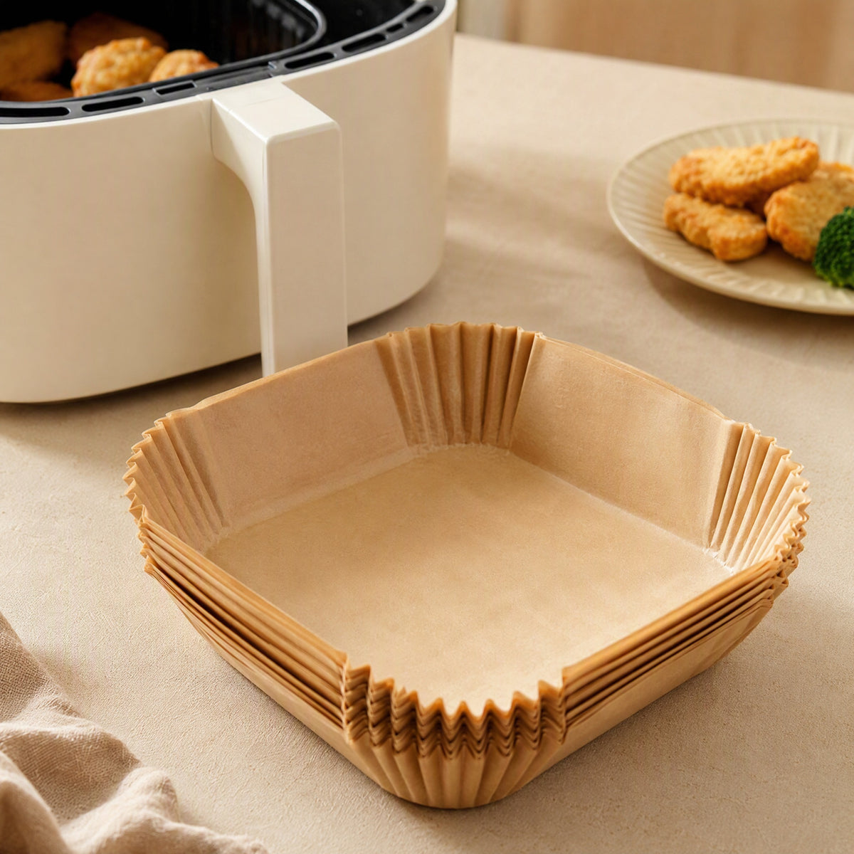 Panpatch™ Square Air Fryer Baking Paper, styled close view