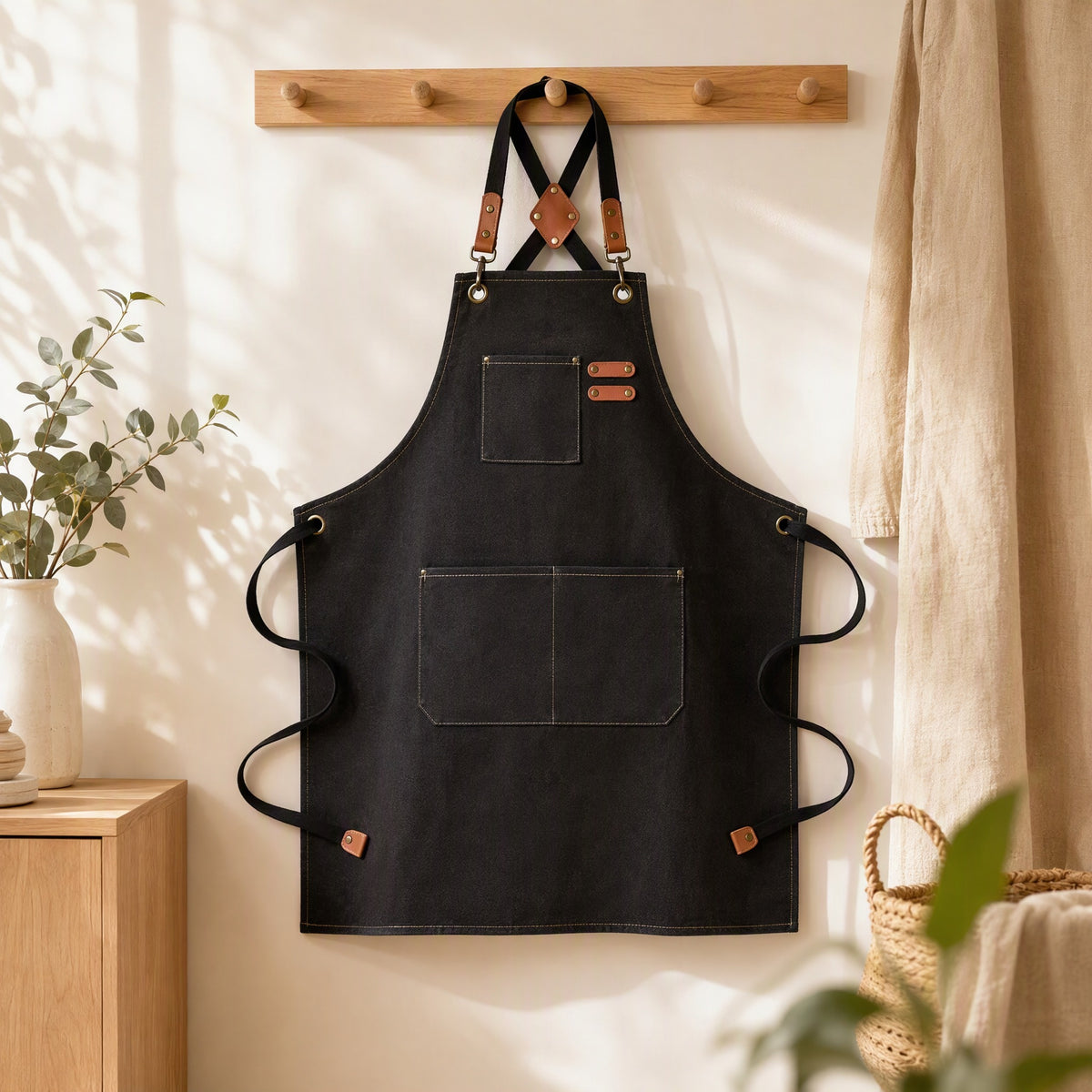 Teasmock™ Polyester Cotton Milk Tea Apron in a calm home setting