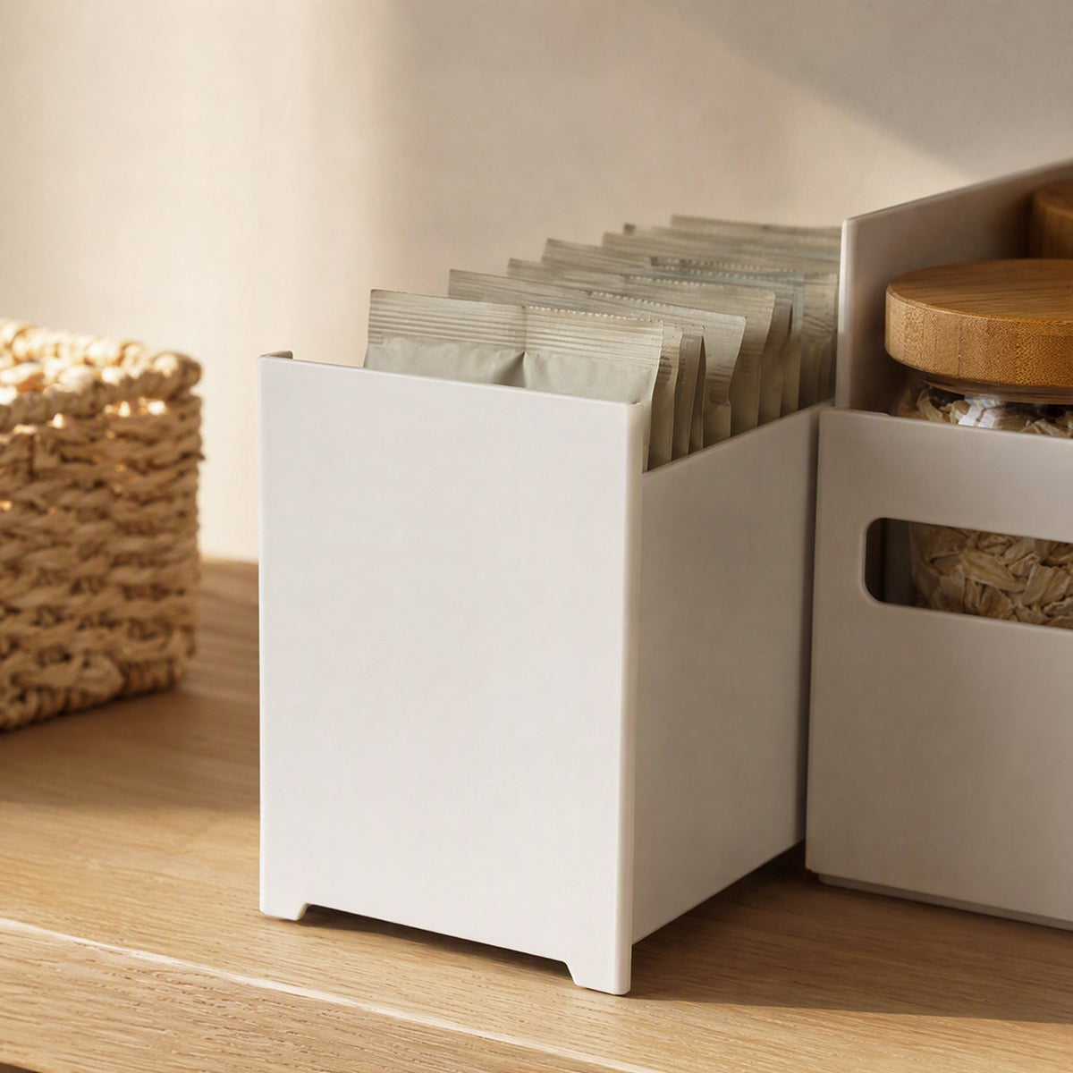 Stackwell™ ABS Plastic Stackable Storage Box, styled close view