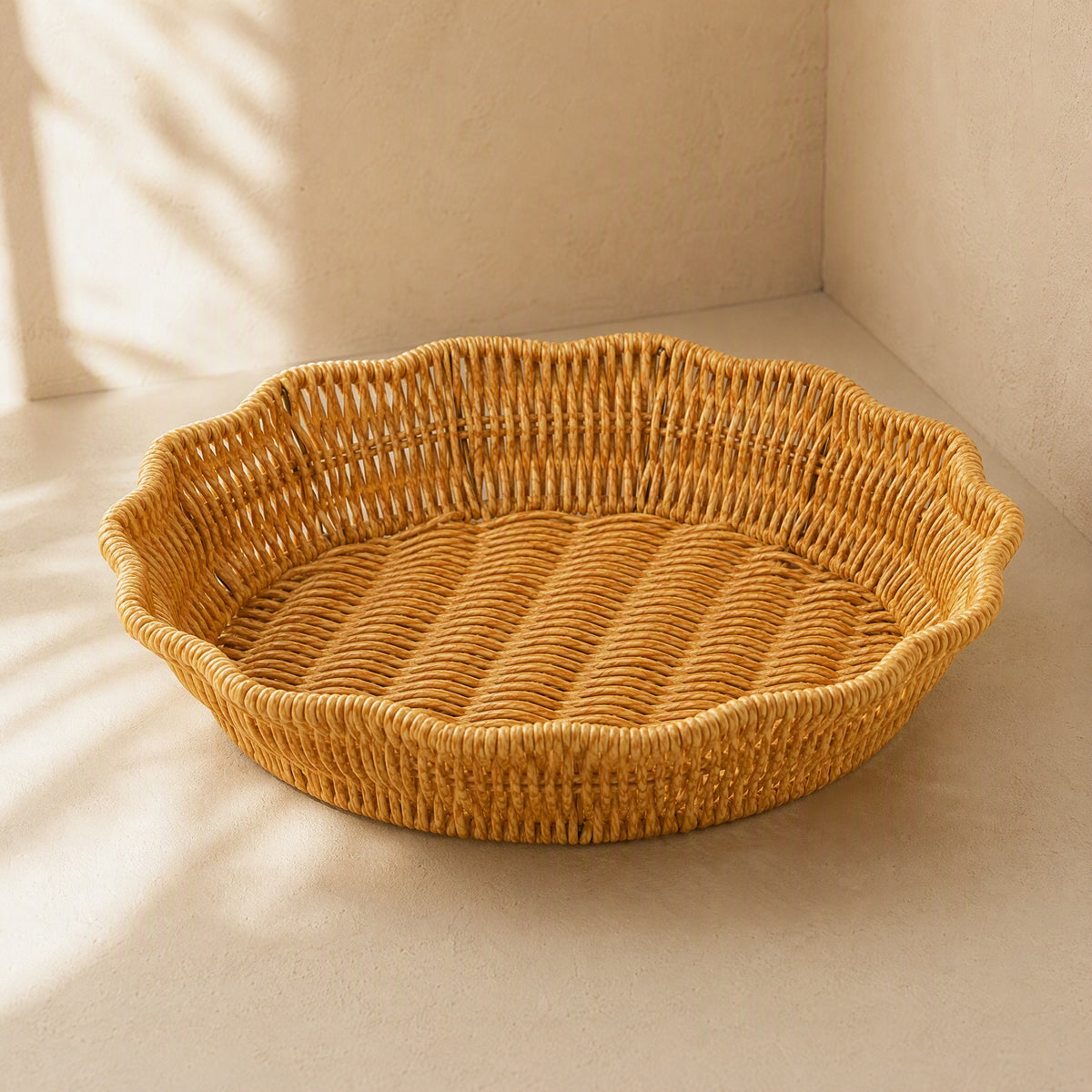 Fruitweave™ Yellow Floral Imitation-Rattan Fruit Basket