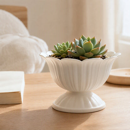 Bloomvase™ White PP Desktop Flower Pot, styled close view