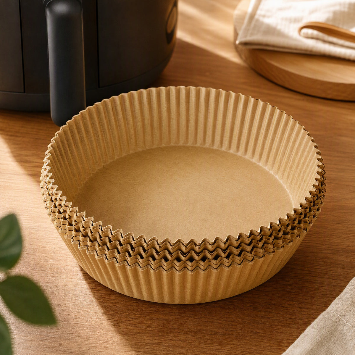 Traynest™ Air Fryer Paper Tray, styled close view
