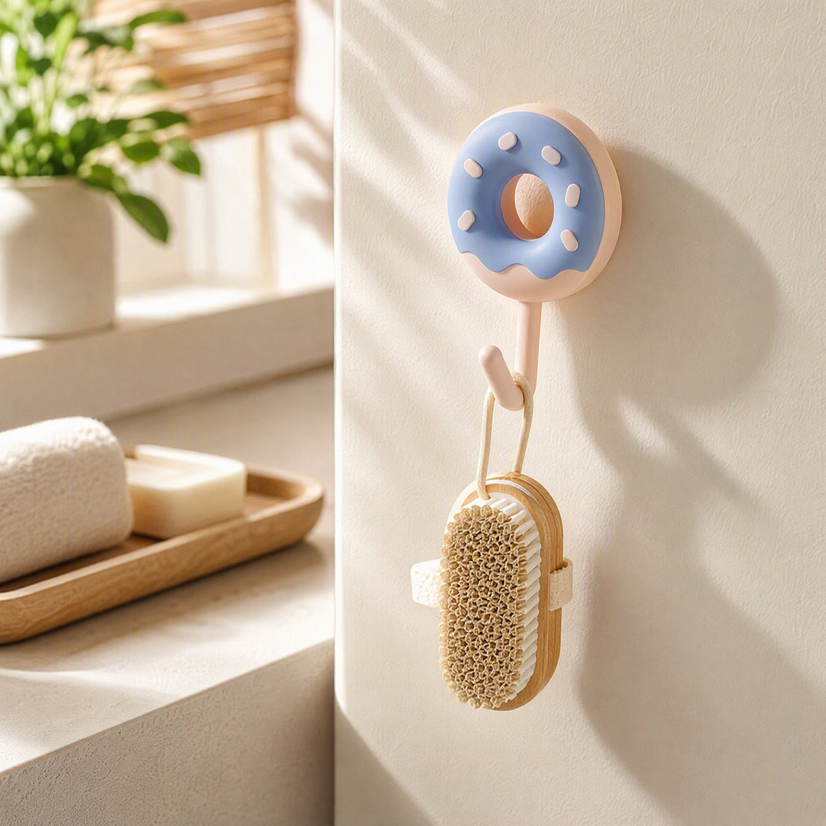 Donutpeg™ Plastic Donut Wall Hook in a calm home setting