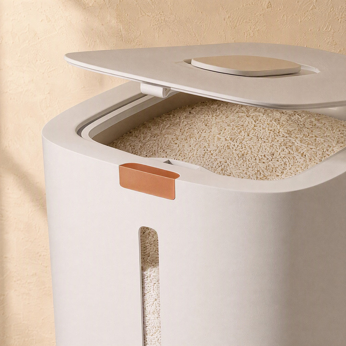 Riceseal™ Plastic Rice Storage Box, material and detail close-up
