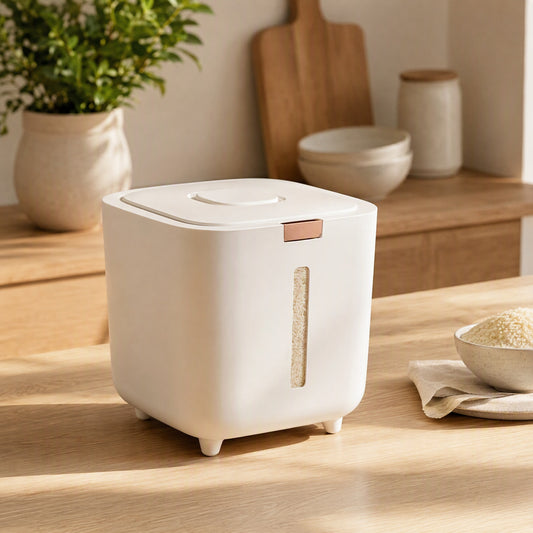Riceseal™ Plastic Rice Storage Box in a calm home setting