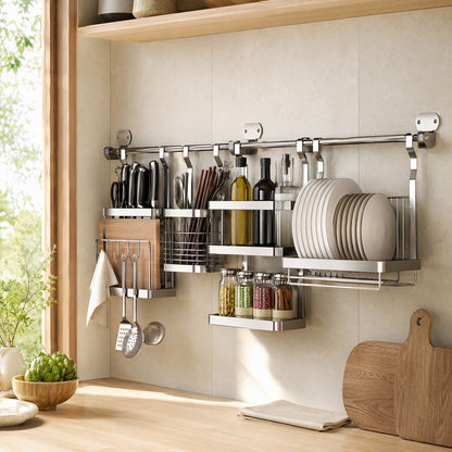 Steelledge™ 304 Stainless Steel Kitchen Storage Rack in a calm home setting