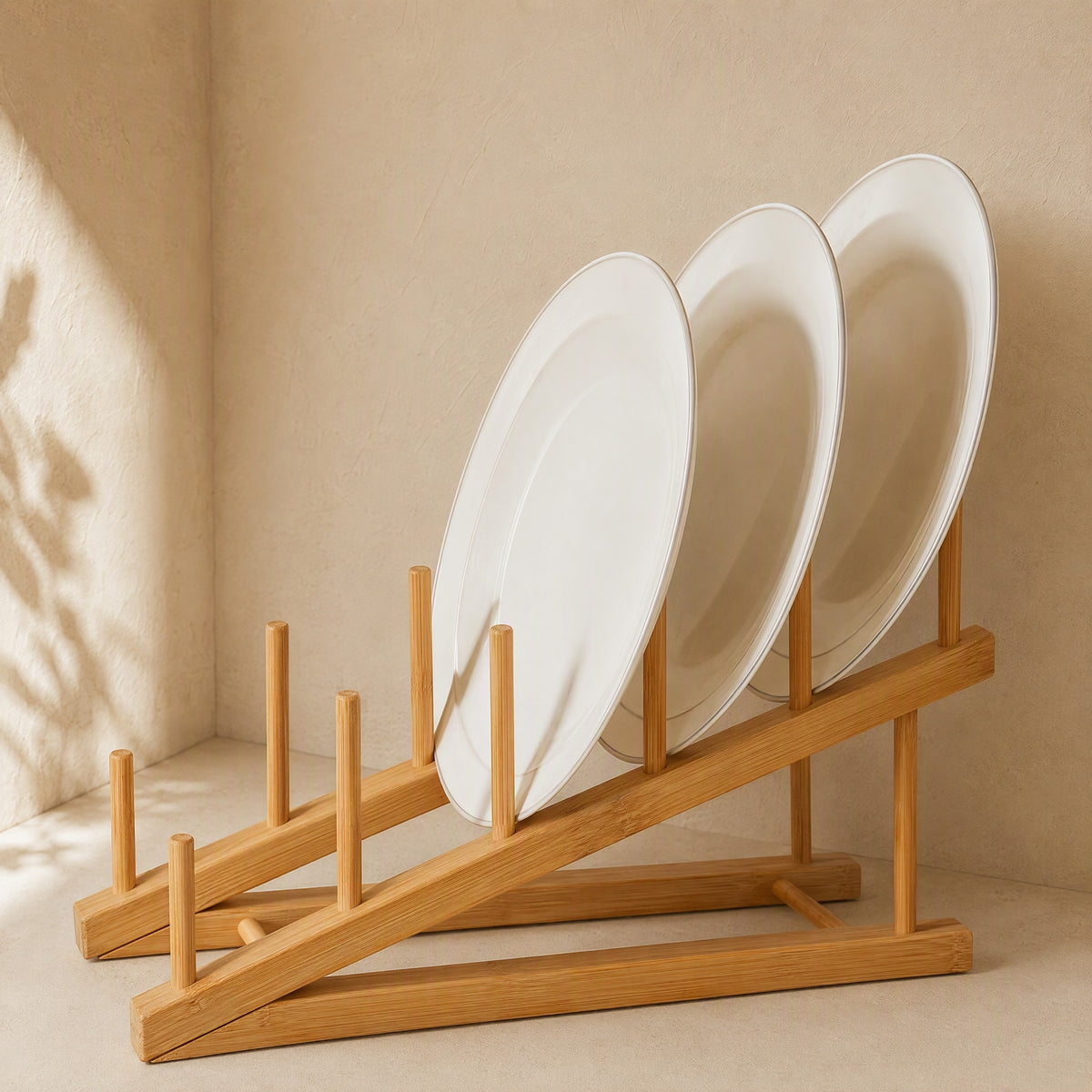 Platerest™ Bamboo Plate Storage Rack