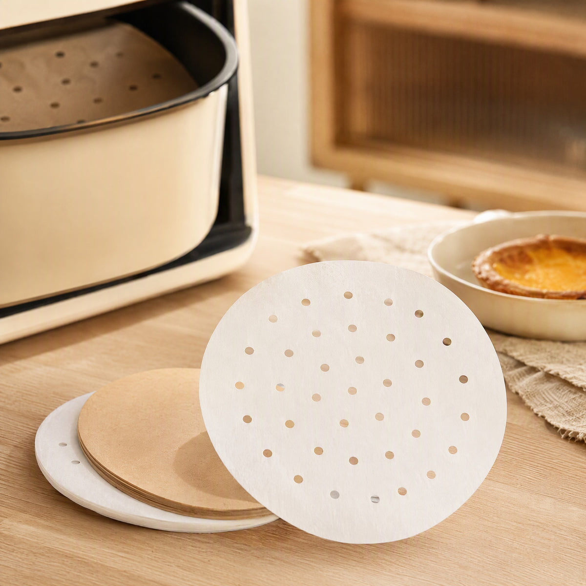 Bakebloom™ Air Fryer Baking Paper Sheets, styled close view
