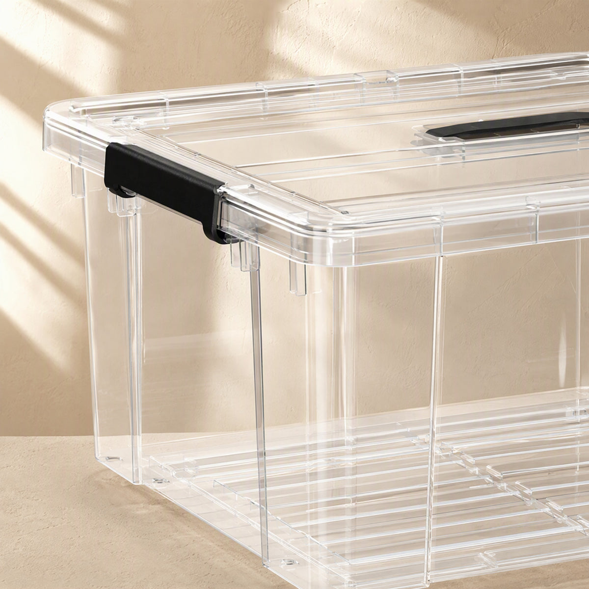 Clearfold™ Transparent Plastic Clothes Storage Box, material and detail close-up