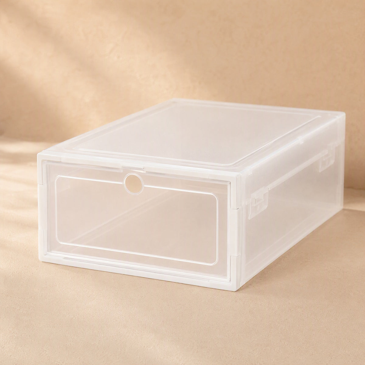Soleview™ Transparent Plastic Shoe Storage Box, material and detail close-up