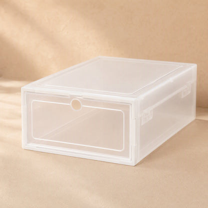 Soleview™ Transparent Plastic Shoe Storage Box, material and detail close-up