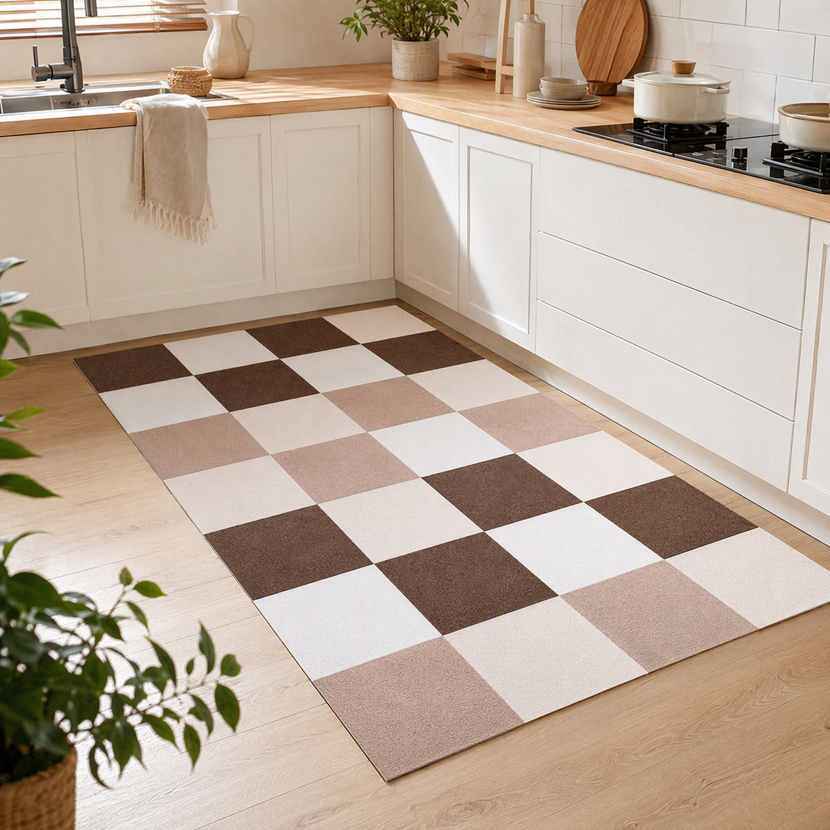 Stepweave™ Polyester Square Floor Mat in a calm home setting