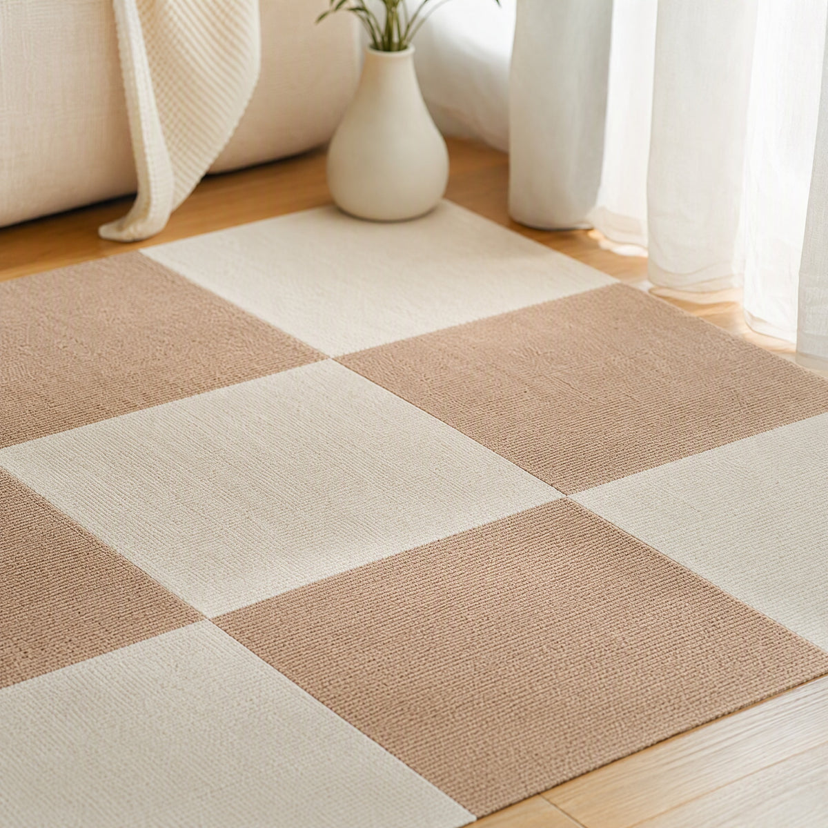 Stepweave™ Polyester Square Floor Mat, styled close view