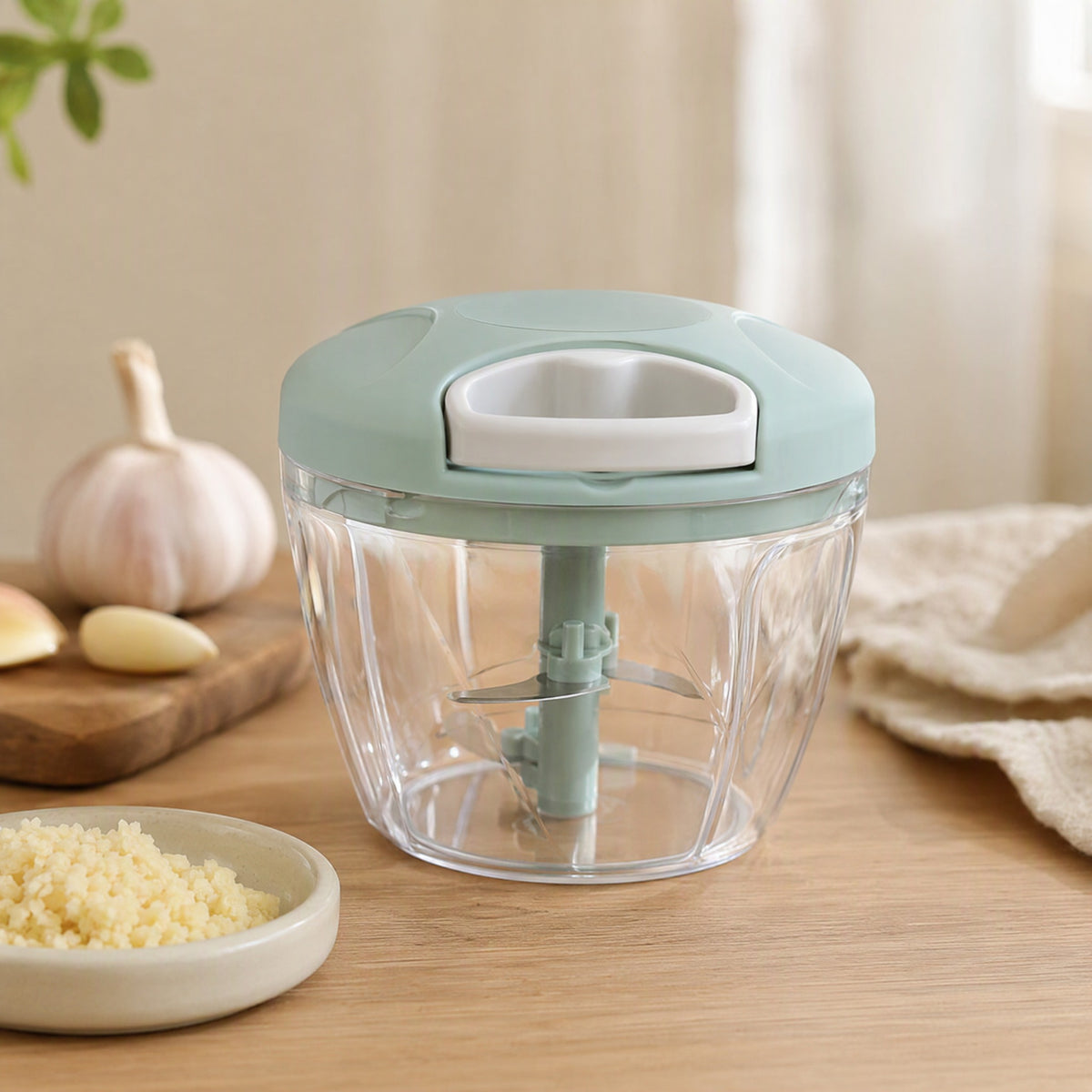 Clovetwist™ Manual Garlic Press, styled close view