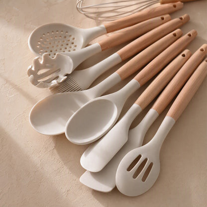 Stirflex™ 14-Piece Silicone Kitchen Tools Set, material and detail close-up