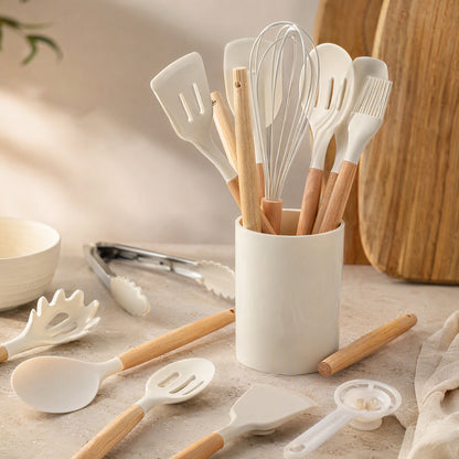 Stirflex™ 14-Piece Silicone Kitchen Tools Set, styled close view